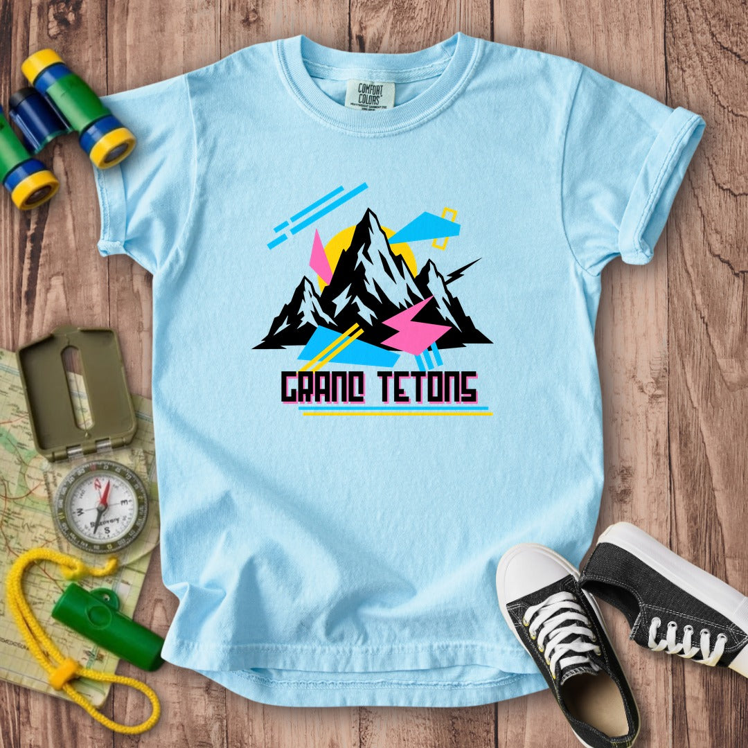 Grand Tetons Retro 90's Kids Cotton T-Shirt
