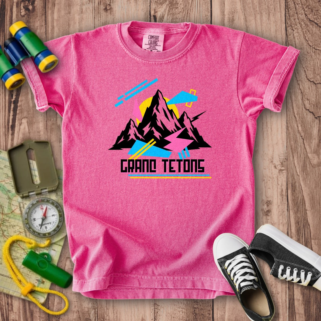 Grand Tetons Retro 90's Kids Cotton T-Shirt