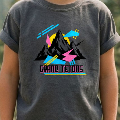 Grand Tetons Retro 90's Kids Cotton T-Shirt