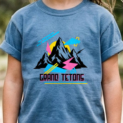 Grand Tetons Retro 90's Kids Cotton T-Shirt