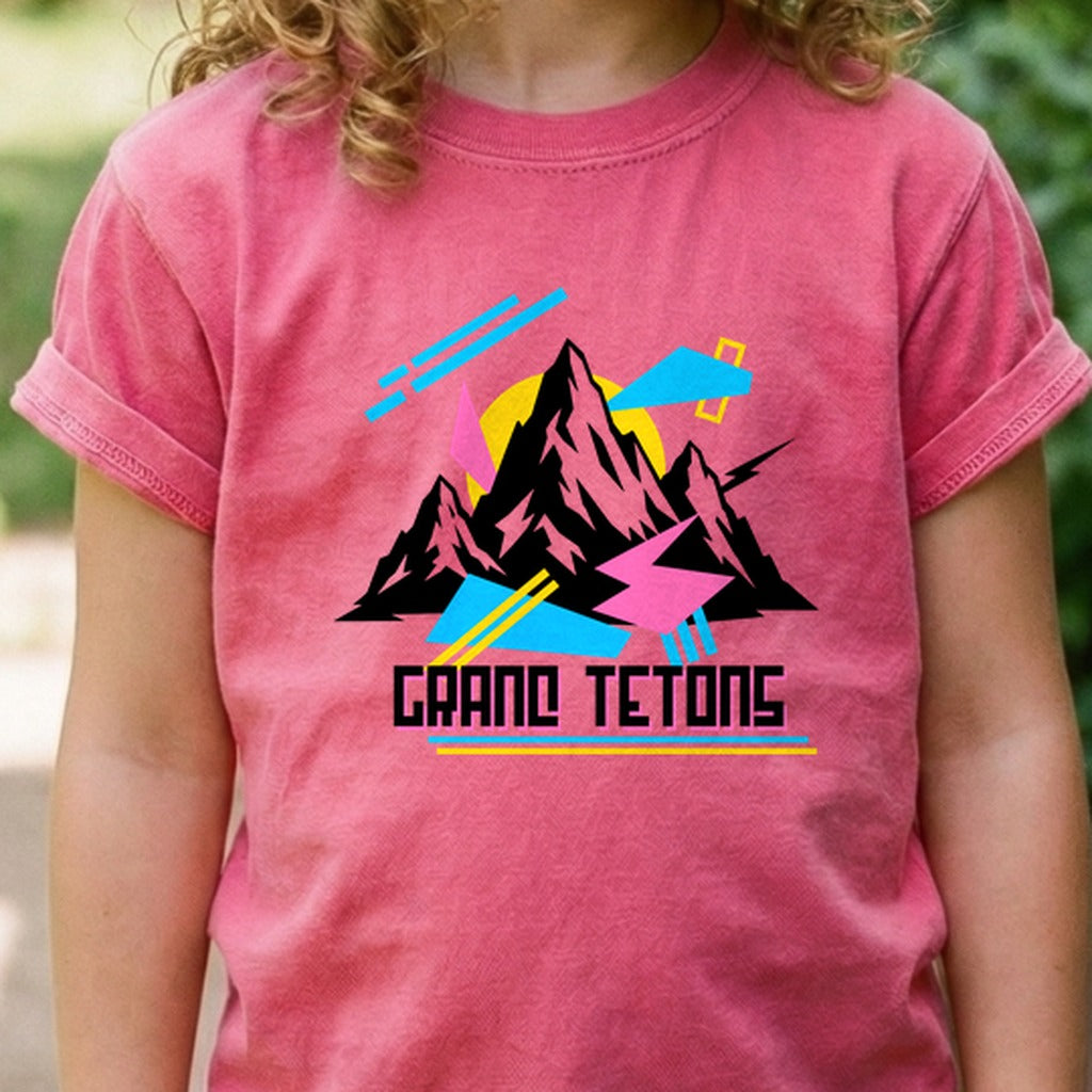 Grand Tetons Retro 90's Kids Cotton T-Shirt