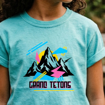 Grand Tetons Retro 90's Kids Cotton T-Shirt