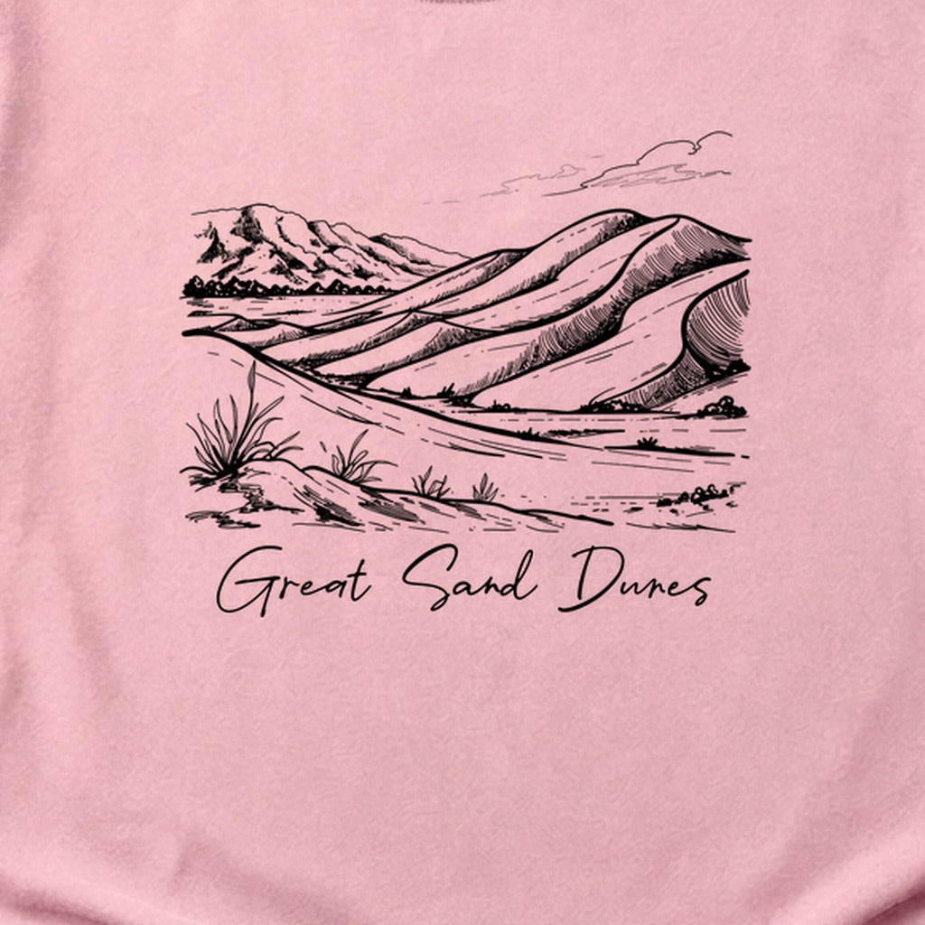 Great Sand Dunes Line Drawing Cotton T-Shirt