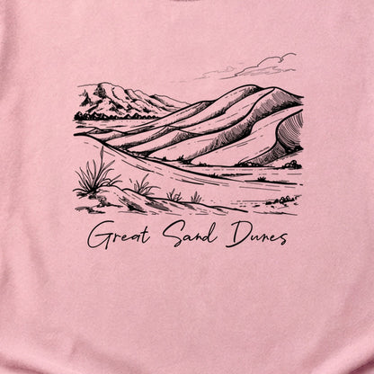 Great Sand Dunes Line Drawing Cotton T-Shirt