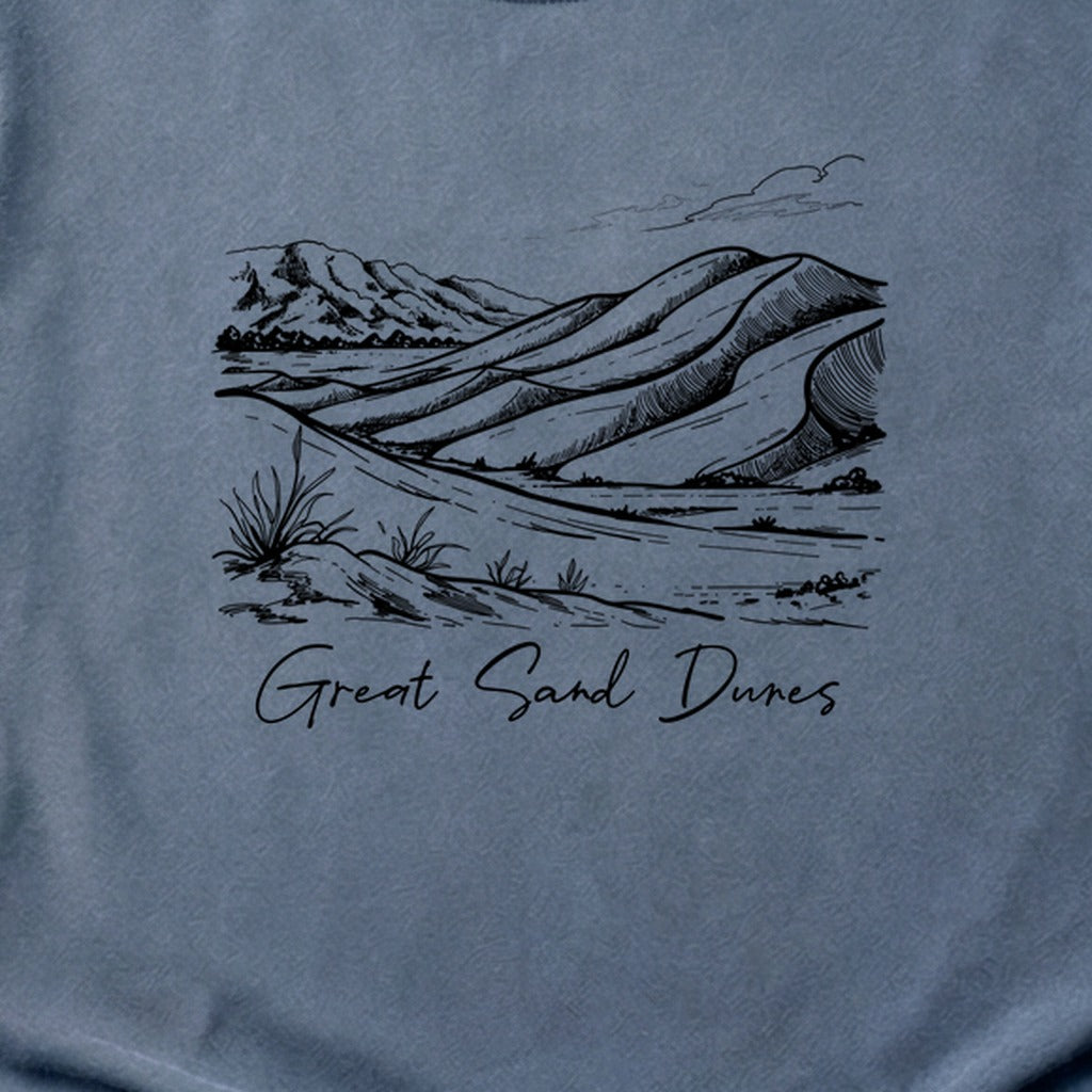 Great Sand Dunes Line Drawing Cotton T-Shirt