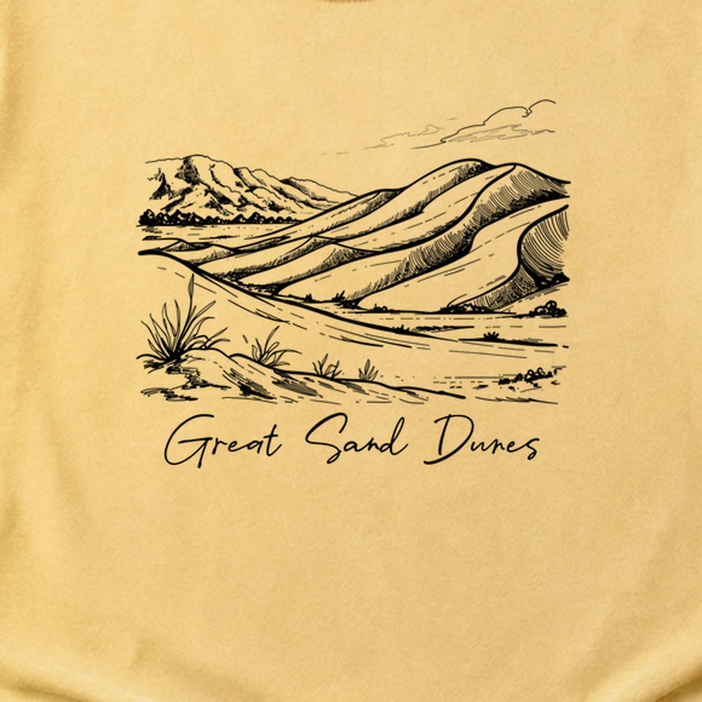 Great Sand Dunes Line Drawing Cotton T-Shirt