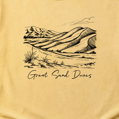 Great Sand Dunes Line Drawing Cotton T-Shirt