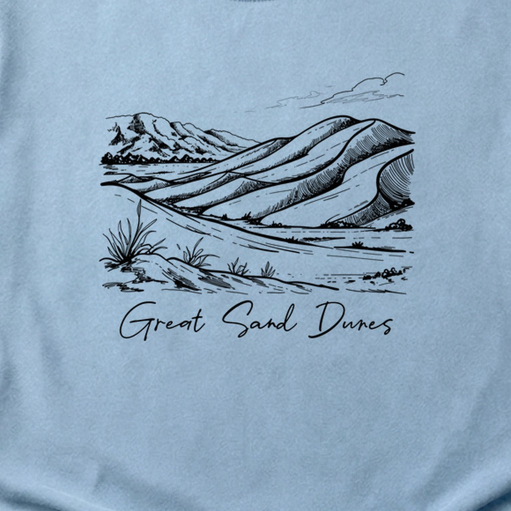 Great Sand Dunes Line Drawing Cotton T-Shirt