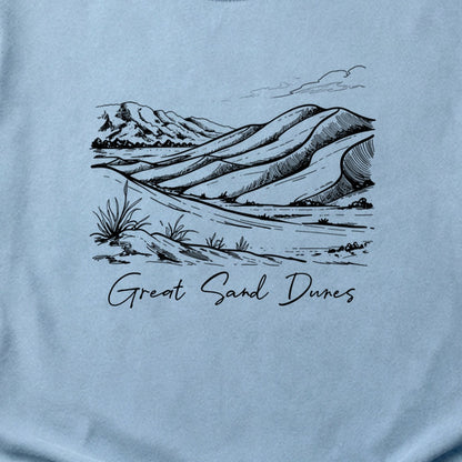Great Sand Dunes Line Drawing Cotton T-Shirt