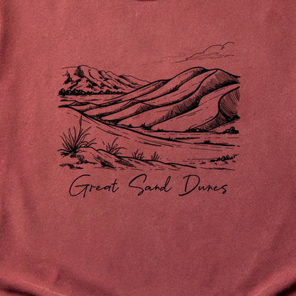 Great Sand Dunes Line Drawing Cotton T-Shirt