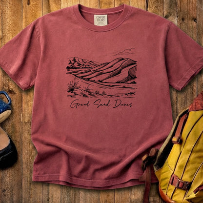 Great Sand Dunes Line Drawing Cotton T-Shirt