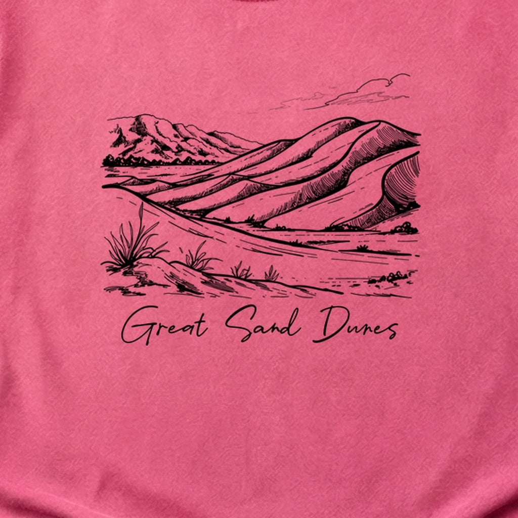 Great Sand Dunes Line Drawing Cotton T-Shirt