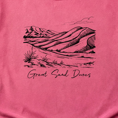 Great Sand Dunes Line Drawing Cotton T-Shirt