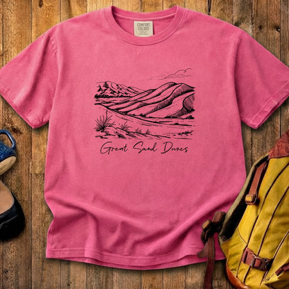 Great Sand Dunes Line Drawing Cotton T-Shirt