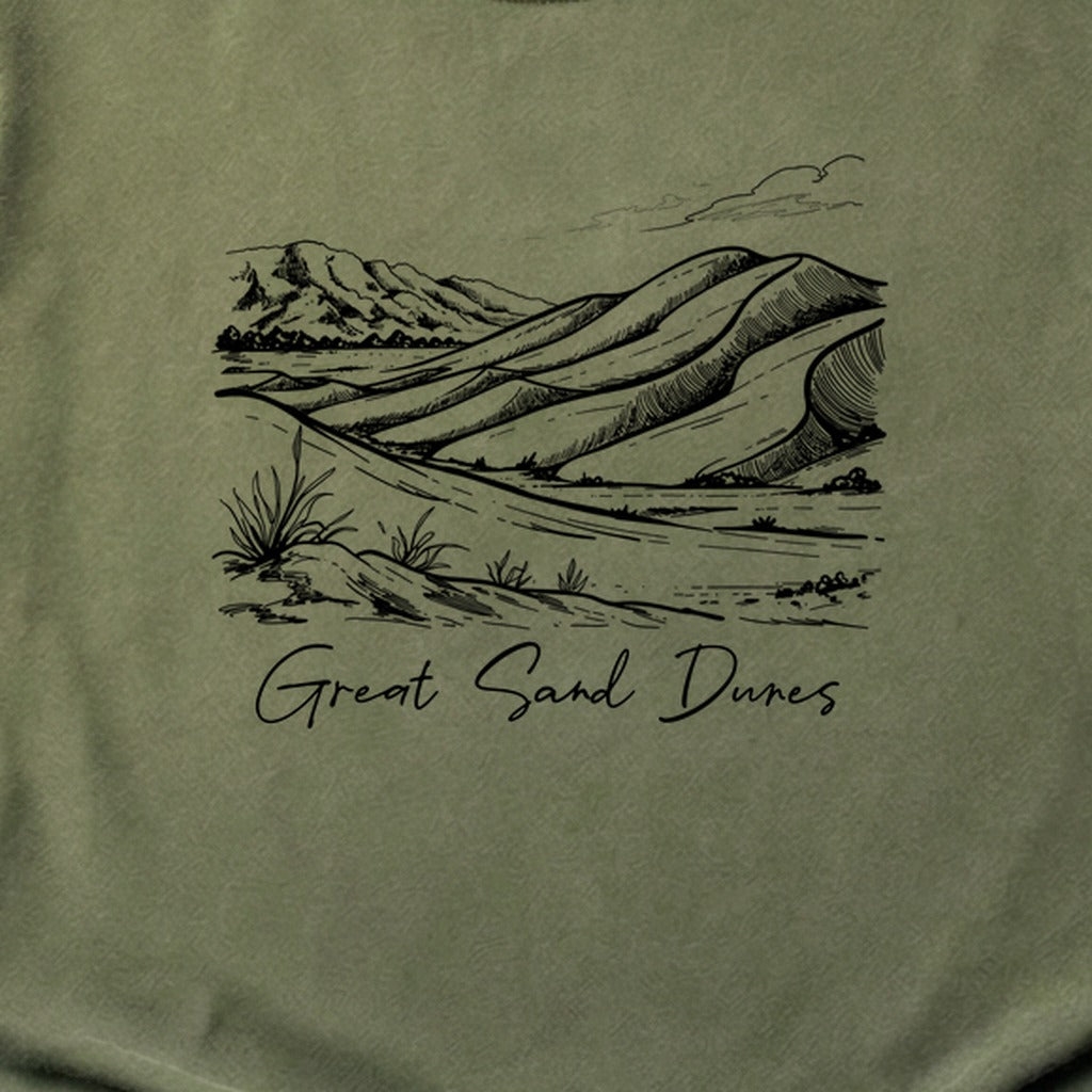 Great Sand Dunes Line Drawing Cotton T-Shirt