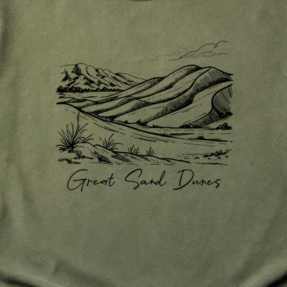 Great Sand Dunes Line Drawing Cotton T-Shirt