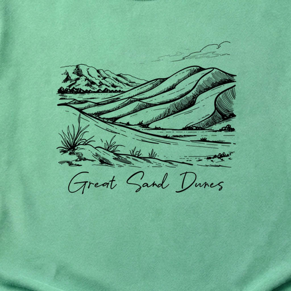 Great Sand Dunes Line Drawing Cotton T-Shirt