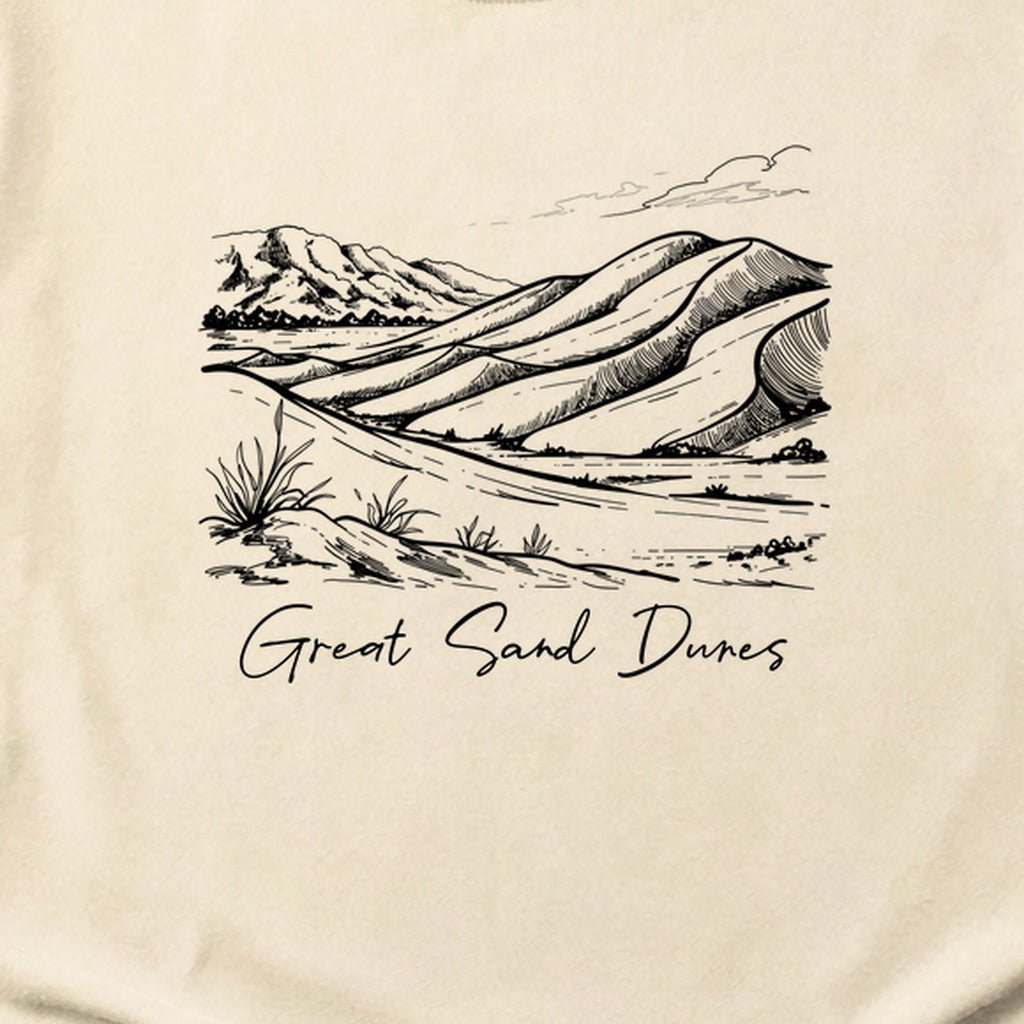 Great Sand Dunes Line Drawing Cotton T-Shirt