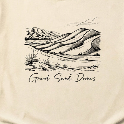 Great Sand Dunes Line Drawing Cotton T-Shirt