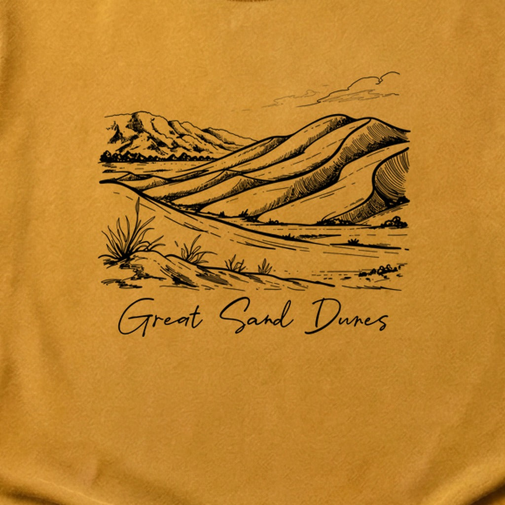 Great Sand Dunes Line Drawing Cotton T-Shirt