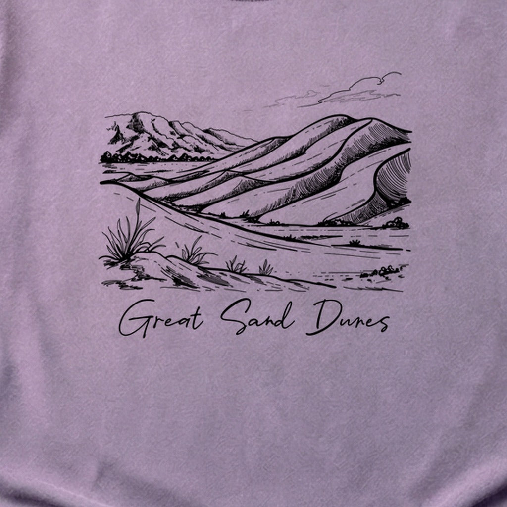Great Sand Dunes Line Drawing Cotton T-Shirt