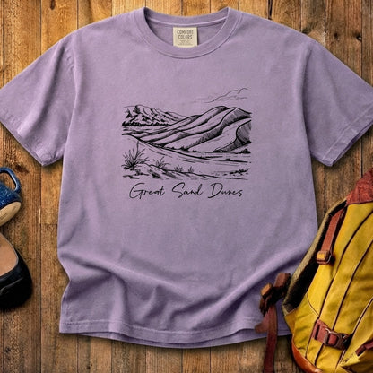 Great Sand Dunes Line Drawing Cotton T-Shirt