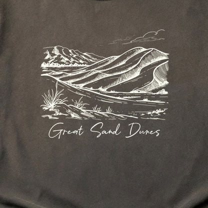 Great Sand Dunes Line Drawing Cotton T-Shirt