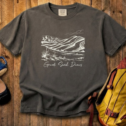 Great Sand Dunes Line Drawing Cotton T-Shirt