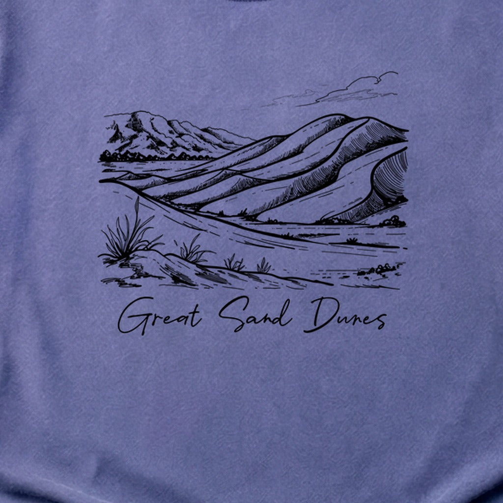 Great Sand Dunes Line Drawing Cotton T-Shirt