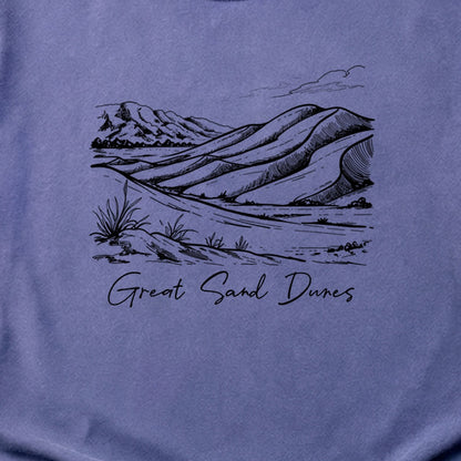Great Sand Dunes Line Drawing Cotton T-Shirt