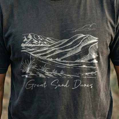 Great Sand Dunes Line Drawing Cotton T-Shirt