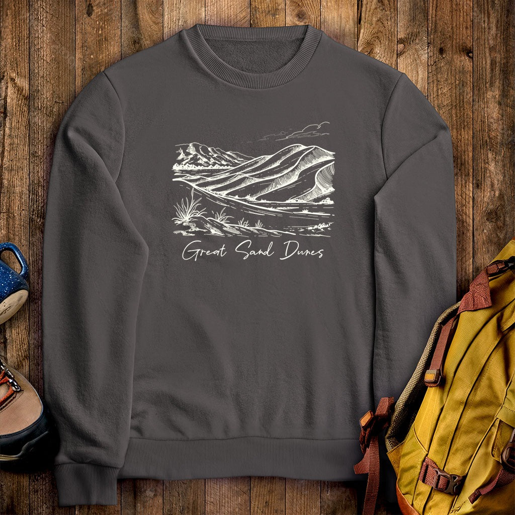 Great Sand Dunes Line Drawing Crewneck Sweatshirt