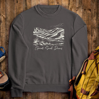 Great Sand Dunes Line Drawing Crewneck Sweatshirt