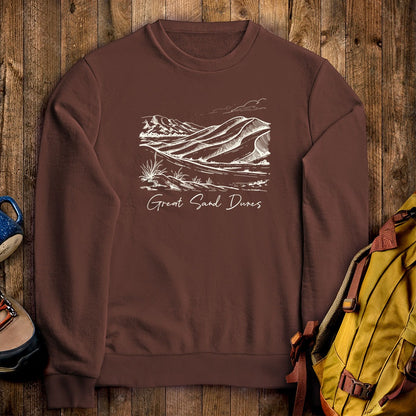 Great Sand Dunes Line Drawing Crewneck Sweatshirt