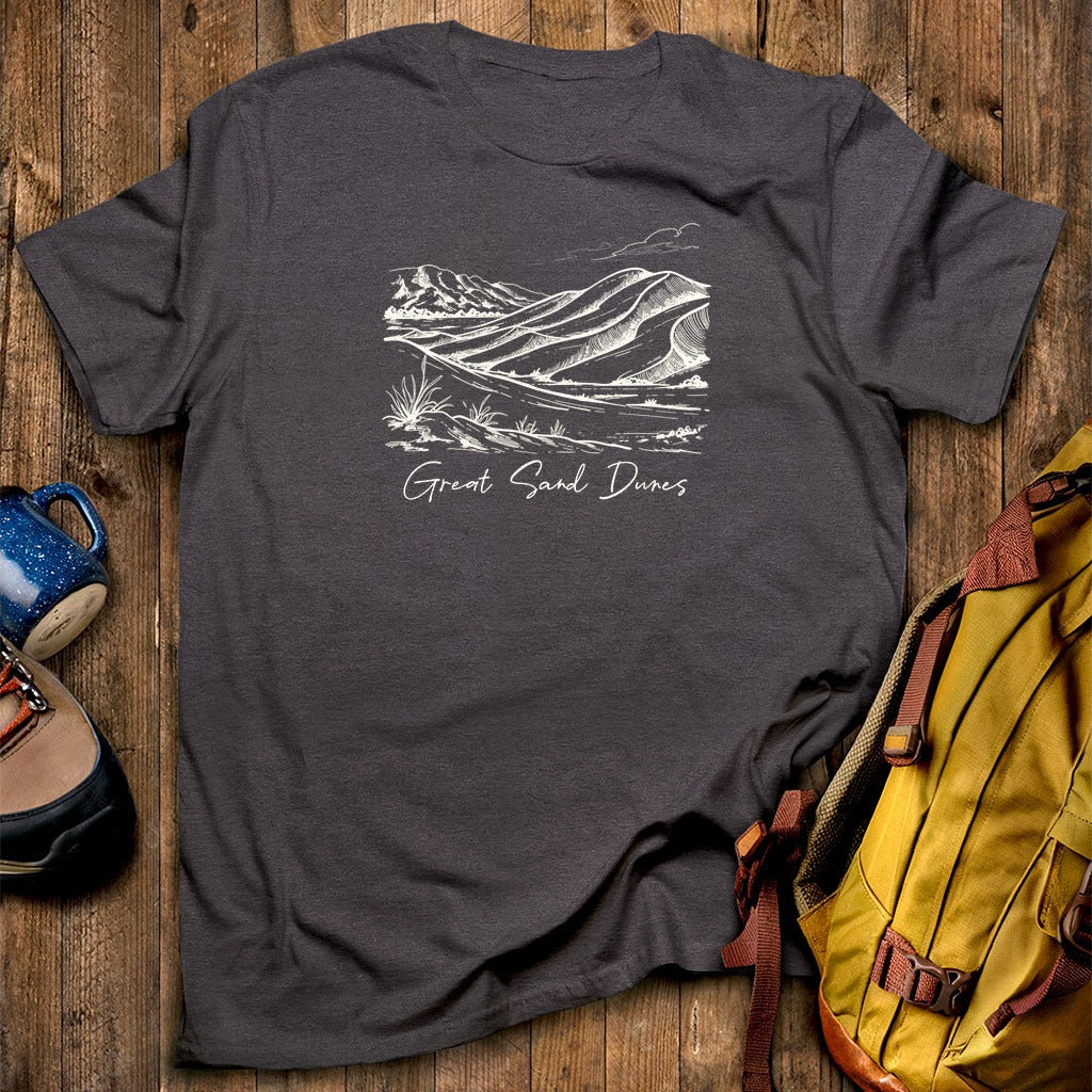 Great Sand Dunes Line Drawing T-Shirt