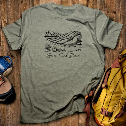 Great Sand Dunes Line Drawing T-Shirt