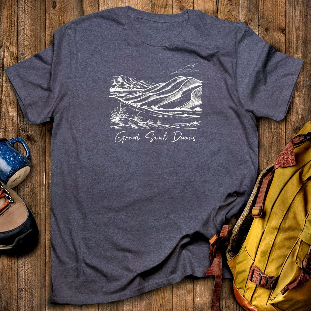 Great Sand Dunes Line Drawing T-Shirt