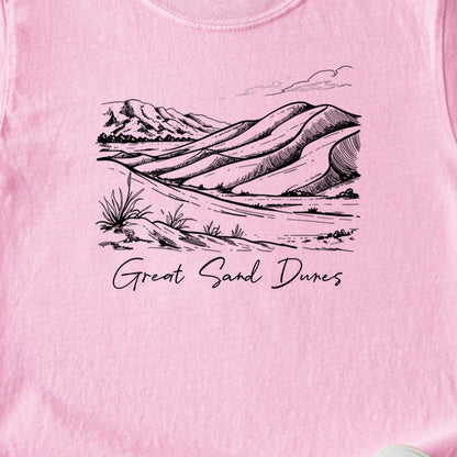 Great Sand Dunes Line Drawing Kids Cotton T-Shirt