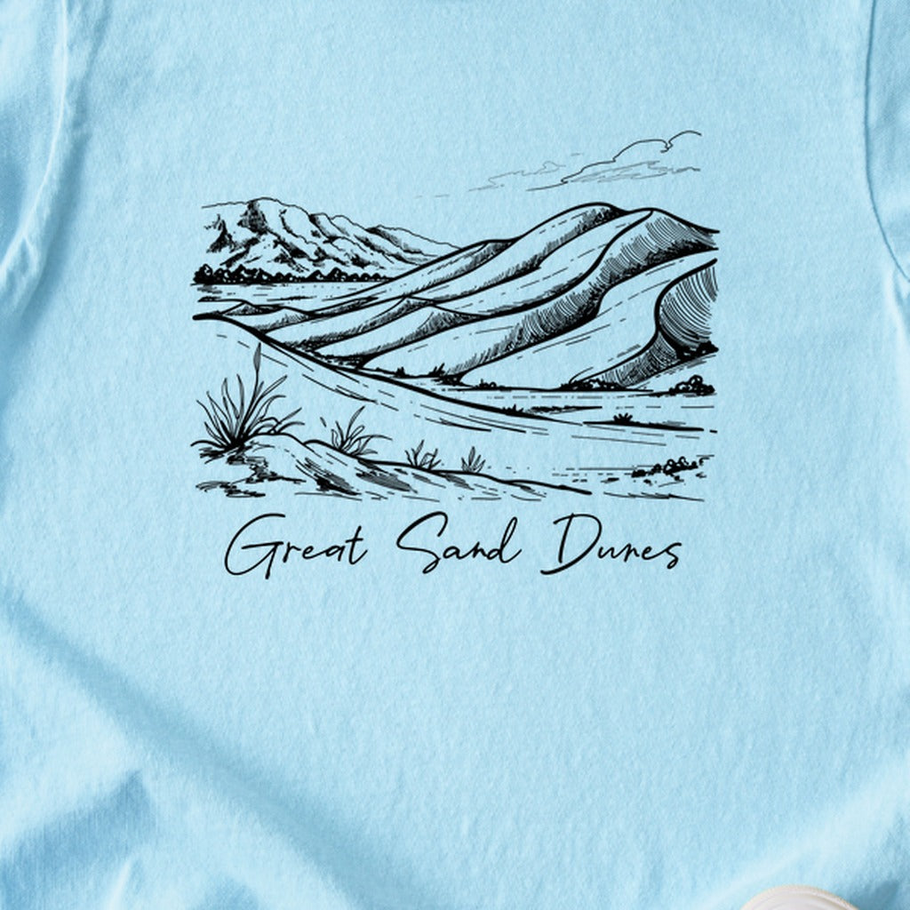 Great Sand Dunes Line Drawing Kids Cotton T-Shirt