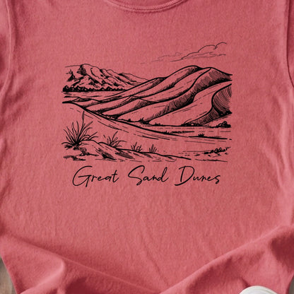Great Sand Dunes Line Drawing Kids Cotton T-Shirt
