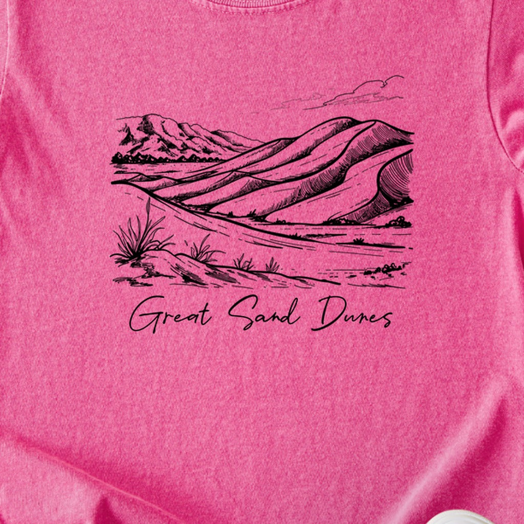 Great Sand Dunes Line Drawing Kids Cotton T-Shirt