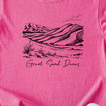 Great Sand Dunes Line Drawing Kids Cotton T-Shirt