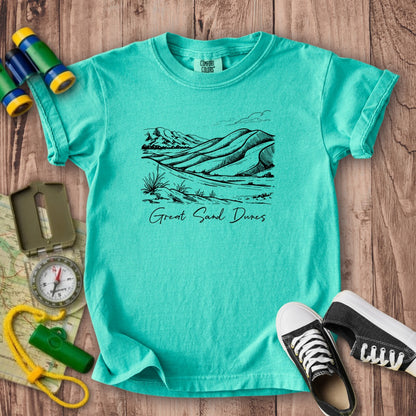 Great Sand Dunes Line Drawing Kids Cotton T-Shirt