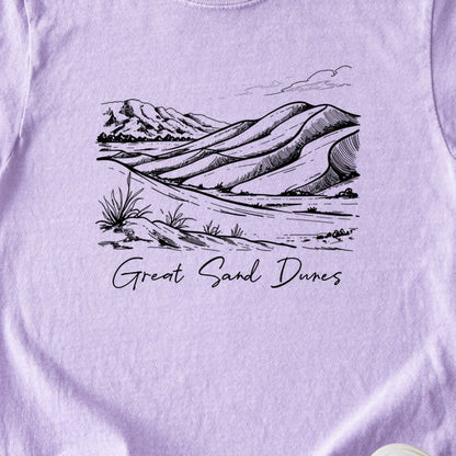 Great Sand Dunes Line Drawing Kids Cotton T-Shirt