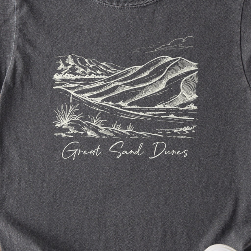 Great Sand Dunes Line Drawing Kids Cotton T-Shirt