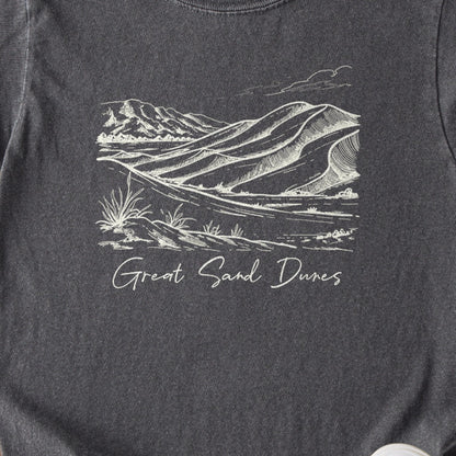Great Sand Dunes Line Drawing Kids Cotton T-Shirt