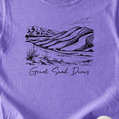 Great Sand Dunes Line Drawing Kids Cotton T-Shirt