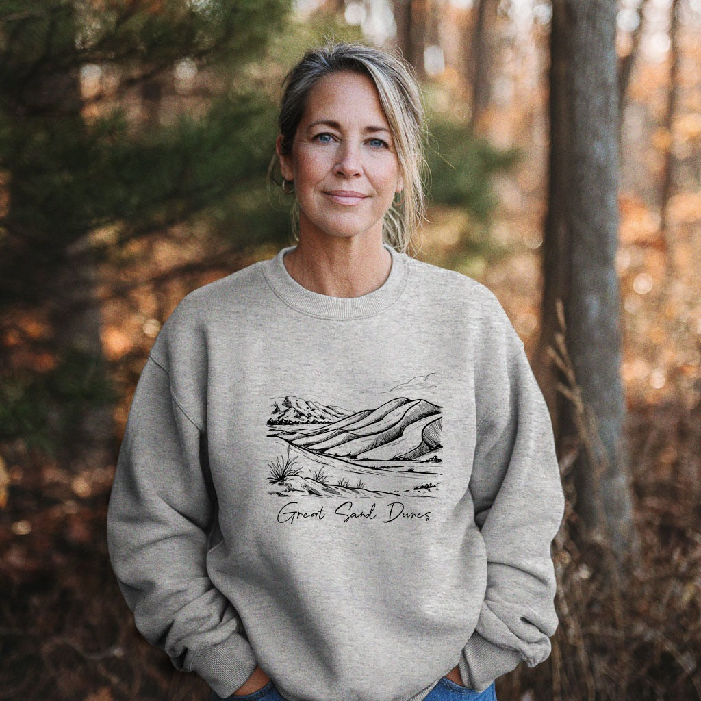 Great Sand Dunes Line Drawing Crewneck Sweatshirt