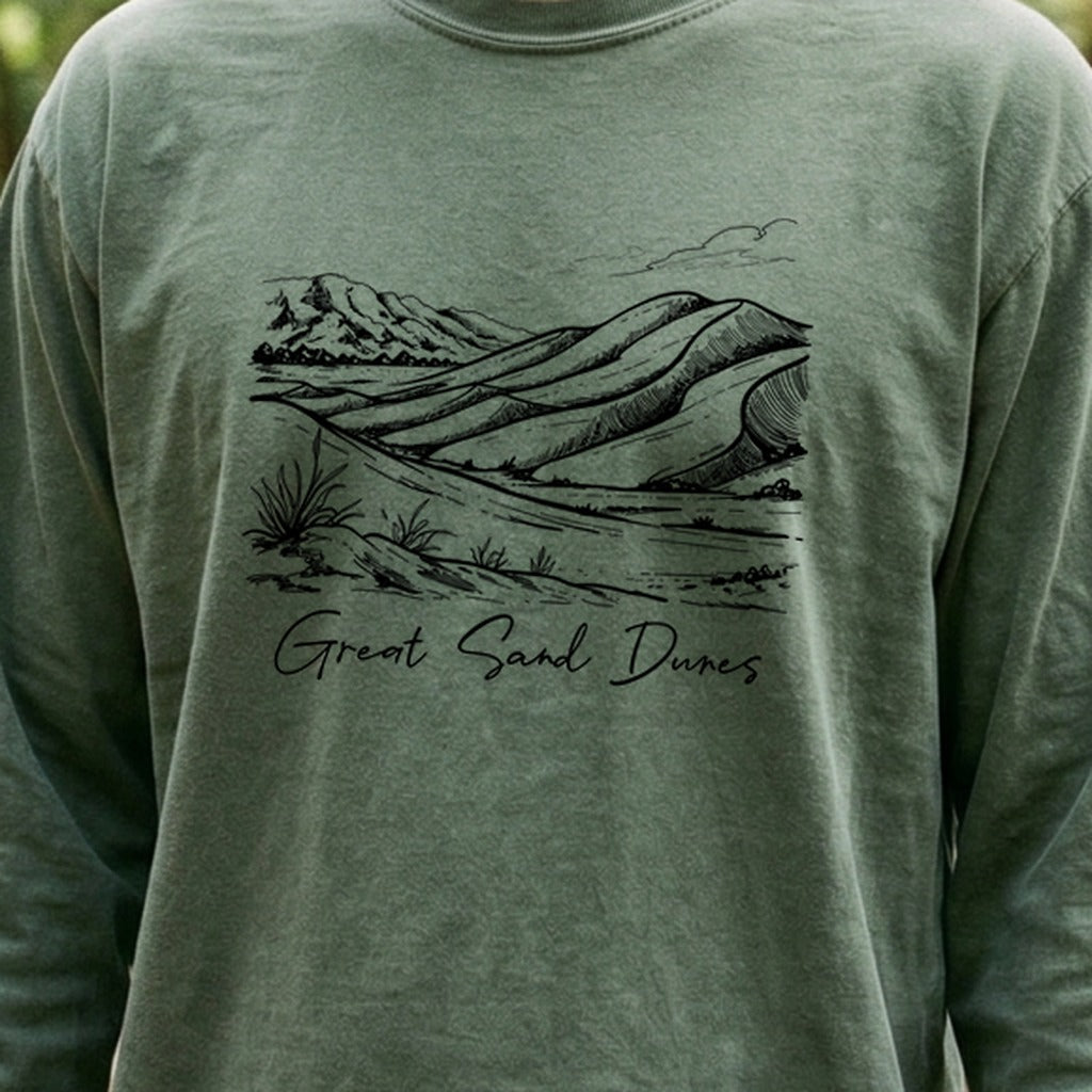 Great Sand Dunes Line Drawing Premium Long Sleeve