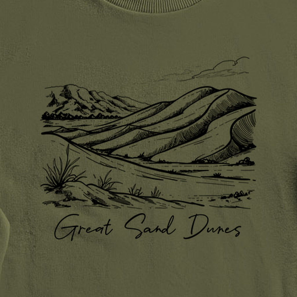 Great Sand Dunes Line Drawing Crewneck Sweatshirt
